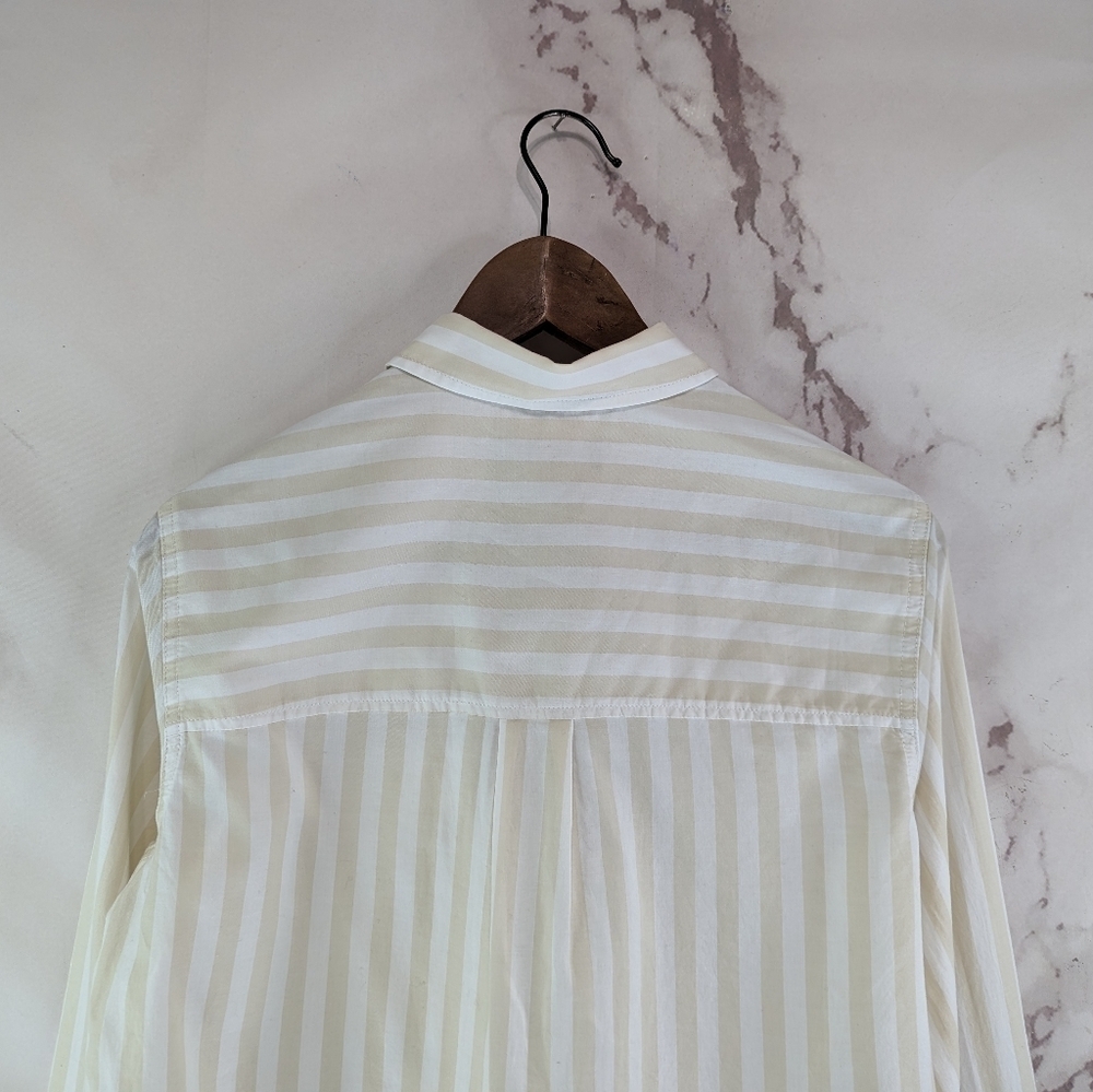 Everlane Cropped Cream Stripe Button-Down Shirt - Picture 8 of 15